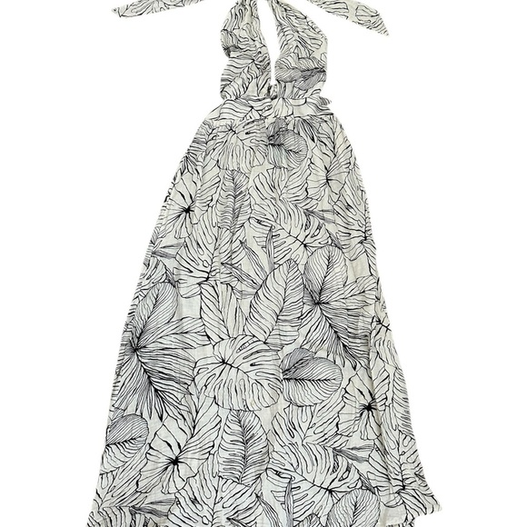 Elan Strapless Cream Leaf Print Dress - Picture 4 of 13